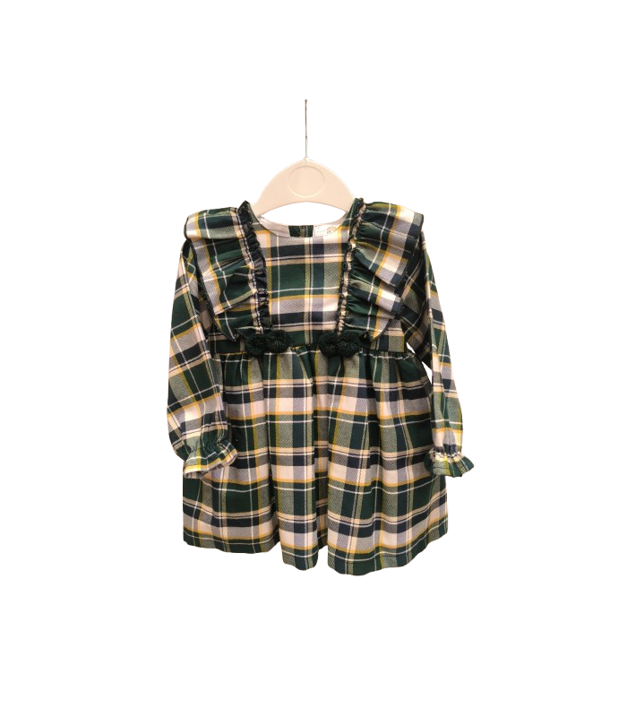 Vestido Bebé Niña de cuadros verdes