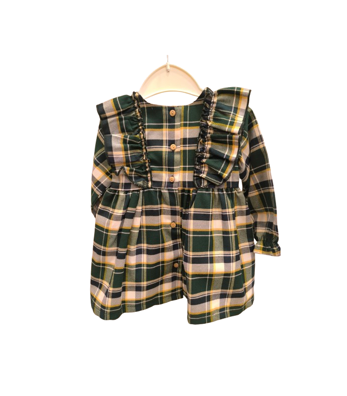 Vestido Bebé Niña de cuadros verdes