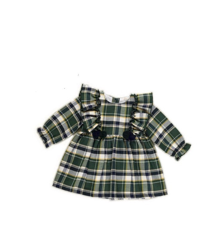Vestido Bebé Niña de cuadros verdes