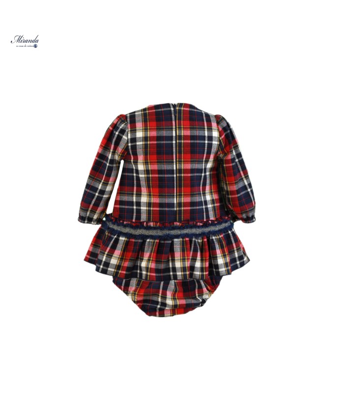 Navy plaid baby girl's dress