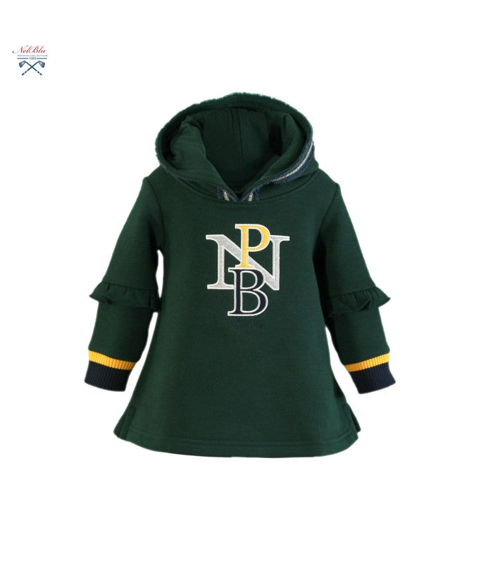 Vestido bebé sudadera con capucha color verde