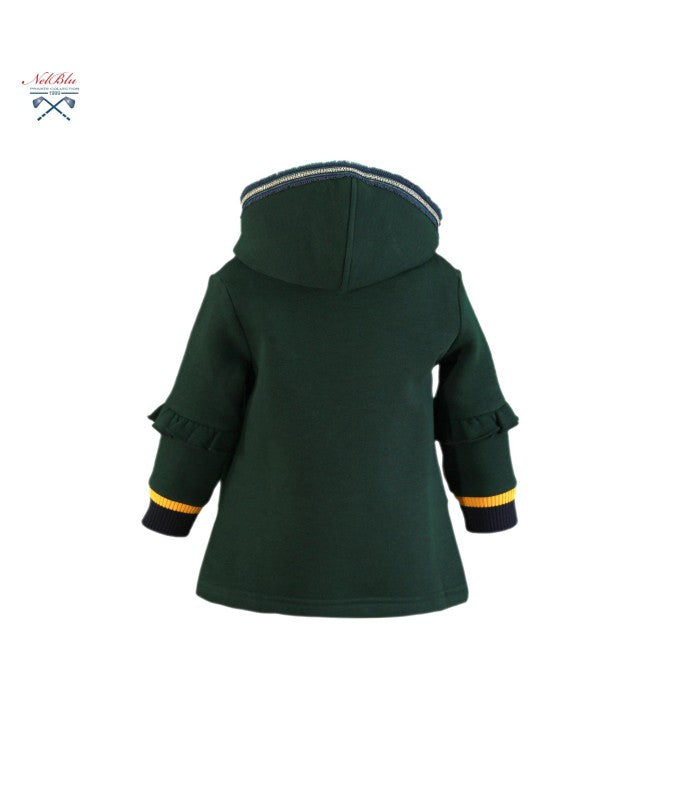 Vestido bebé sudadera con capucha color verde