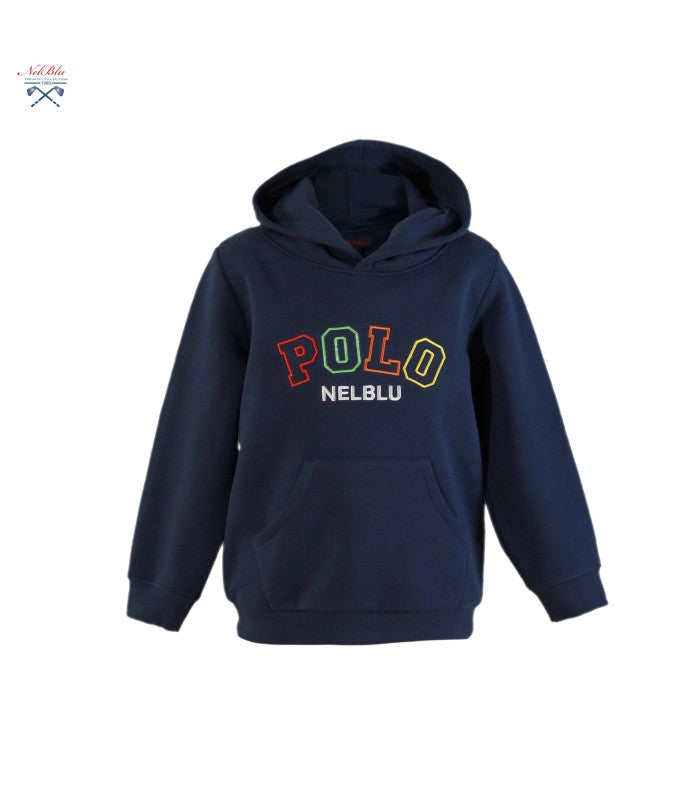 Sudadera Niño azul marino con capucha Letras Bordadas
