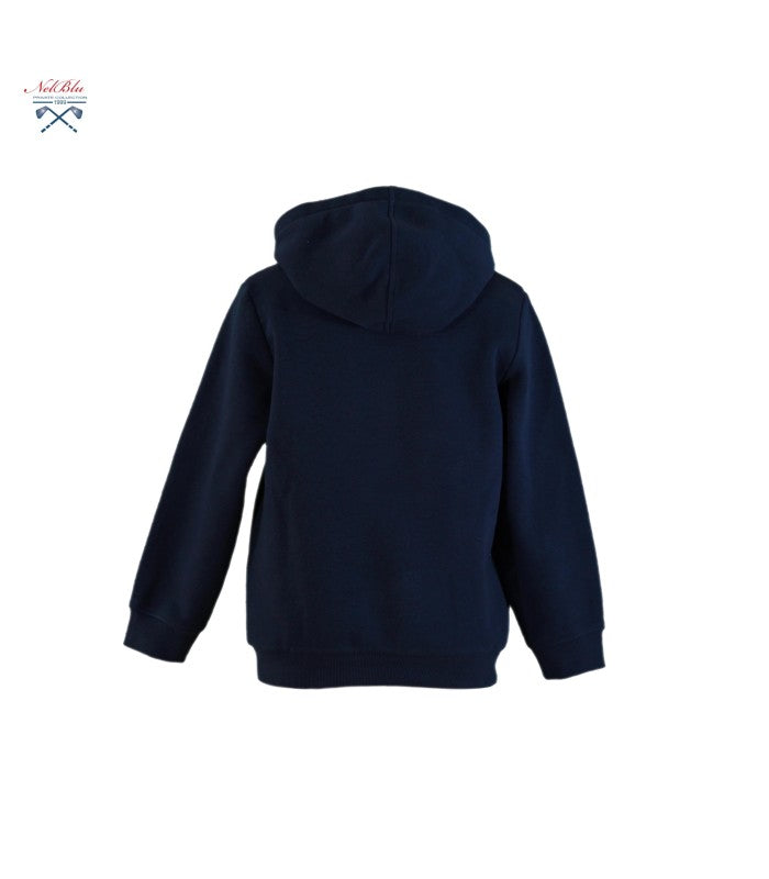 Sudadera Niño azul marino con capucha Letras Bordadas