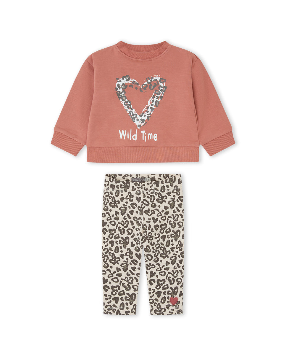 Conjunto de sudadera y legging para bebé niña Modelo Wild time