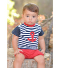 Conjunto bebé niño de camiseta y short marinero