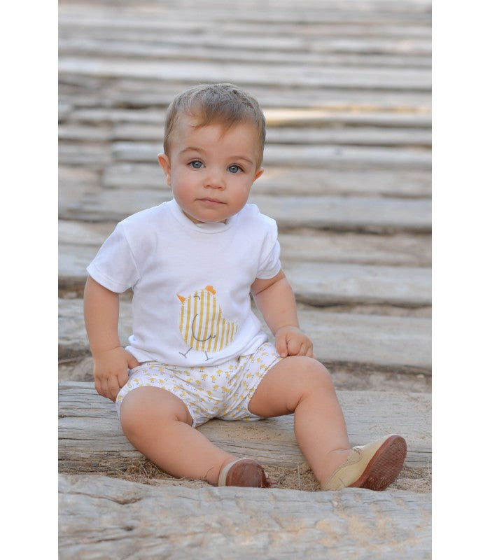 Conjunto bebé niño de 3 piezas: sudadera,  camiseta y short Modelo PioPio