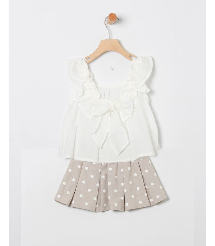 Conjunto niña de blusa y falda de lino