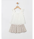 Conjunto niña de blusa y falda de lino