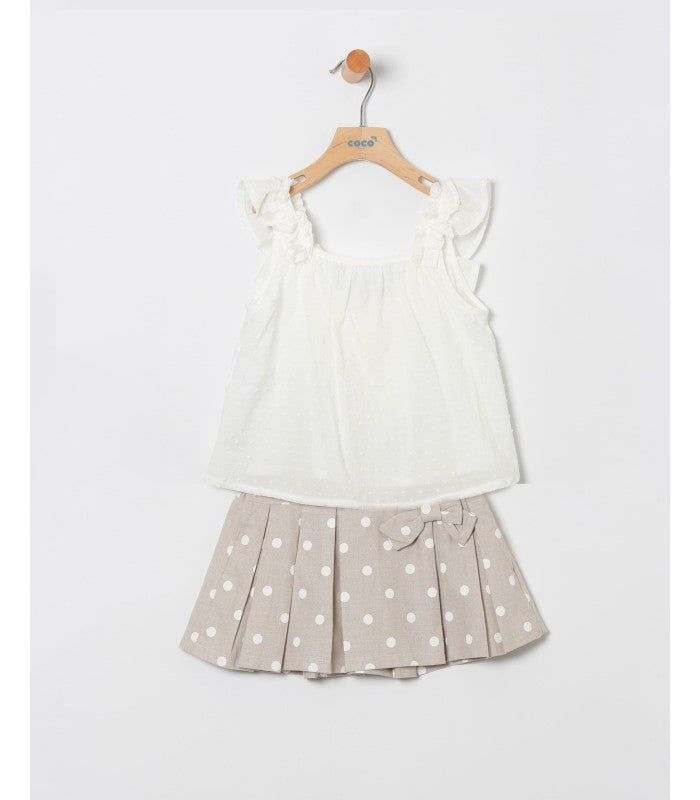 Conjunto niña de blusa y falda de lino