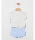 Conjunto bebe niño de camisa y short celeste