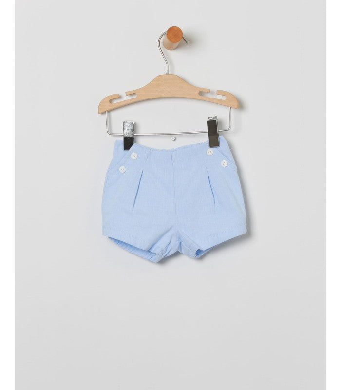 Conjunto bebe niño de camisa y short celeste