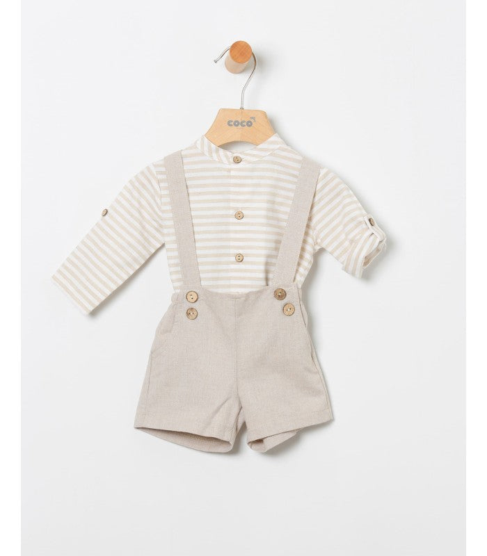 Conjunto bebé niño de camisa de rayas y peto