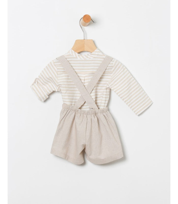 Conjunto bebé niño de camisa de rayas y peto