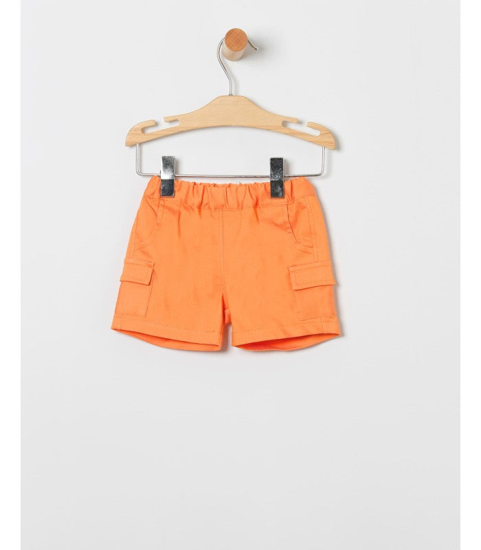 Conjunto bebé niño de camisa demin y bermuda naranja