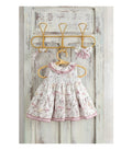 Vestido bebé niña estampado de flores con braga a juego. Colección Cozarón