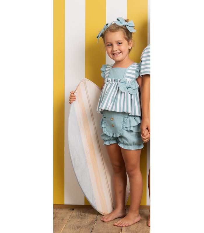 Conjunto niña de blusa y short Colección Catalina Cuka Basmarti