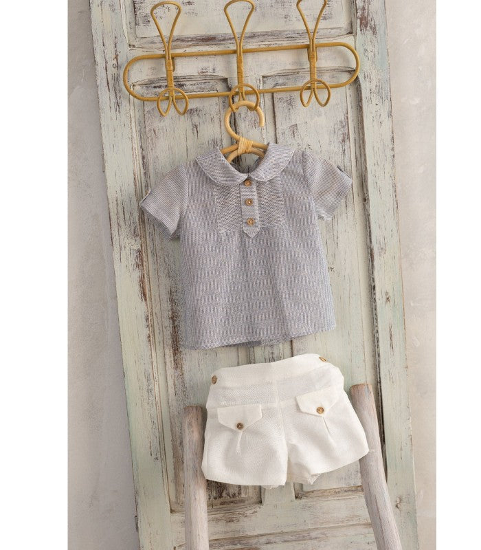 Conjunto bebé niño de camisa y short. Colección Maria Antonieta