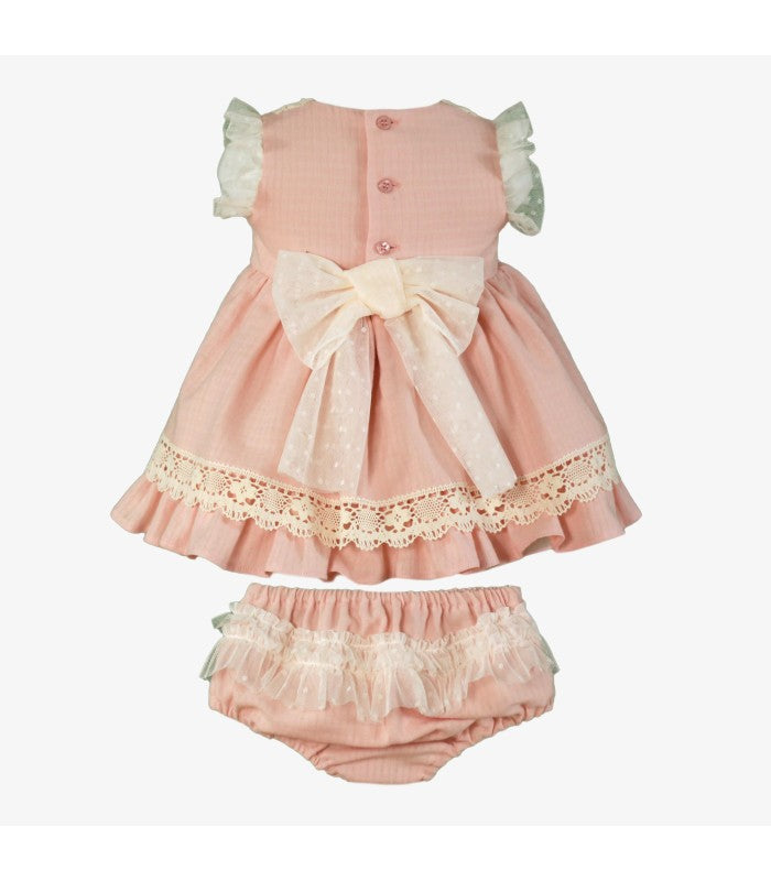 Vestido bebé niña con braguita ceremonia rosa