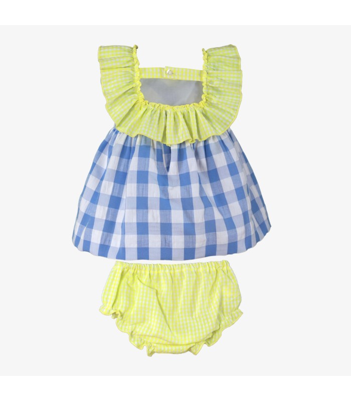 Vestido bebé niña con braguita de cuadros