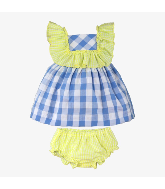 Vestido bebé niña con braguita de cuadros