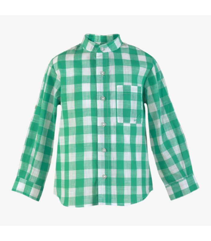 Camisa niño manga larga de cuadros verde