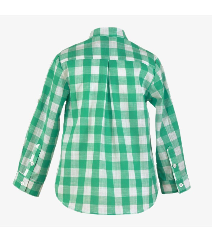 Camisa niño manga larga de cuadros verde