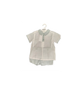 Conjunto bebé niño de camisa y short verde rayas