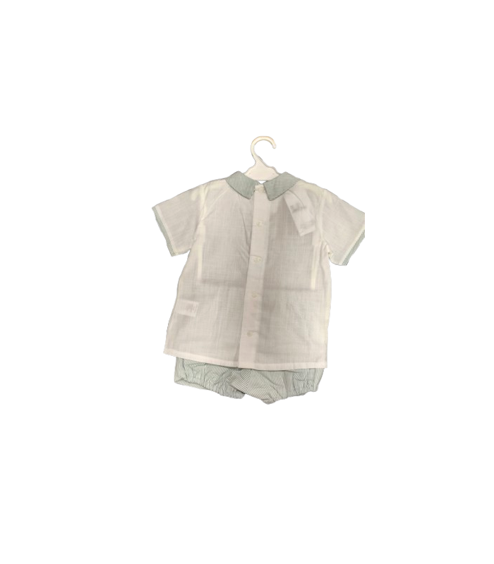 Conjunto bebé niño de camisa y short verde rayas