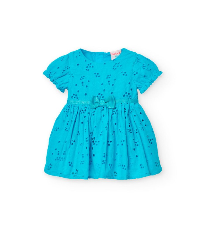 Vestido niña bordado ingles color azul