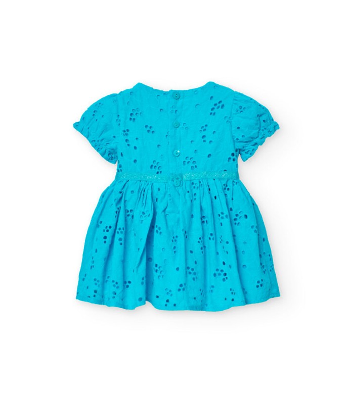 Vestido niña bordado ingles color azul