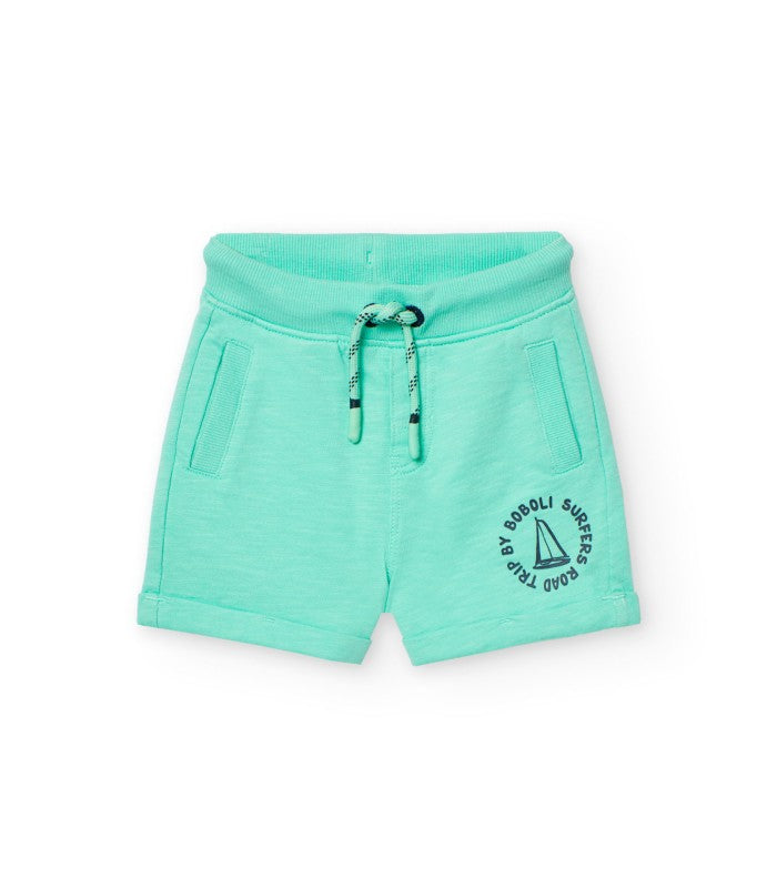 Bermuda felpa bebé y niño  color verde