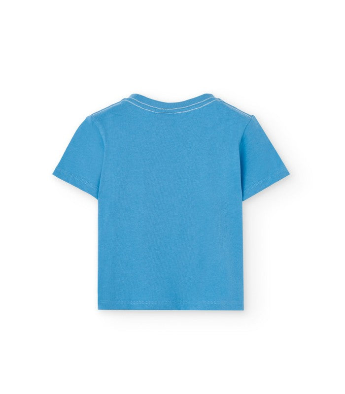 Camiseta  bebé y niño estampada color azul