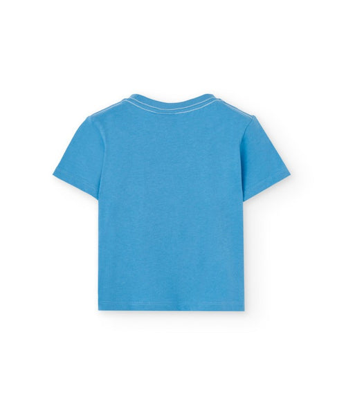 Camiseta  bebé y niño estampada color azul
