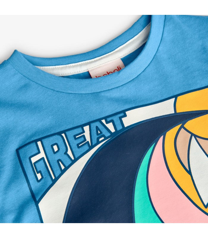 Camiseta  bebé y niño estampada color azul