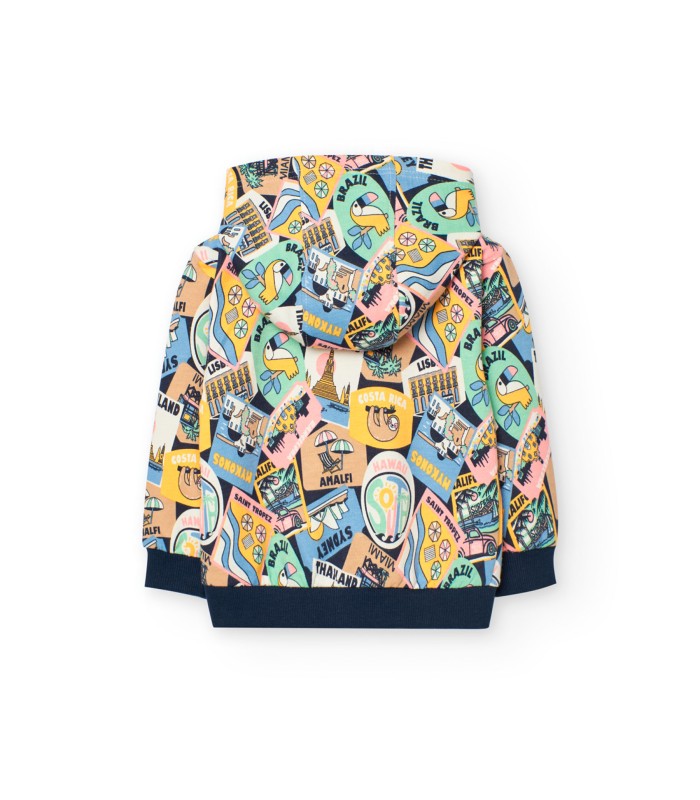 Chaqueta de punto con capucha para bebé y niño con estampado de animales
