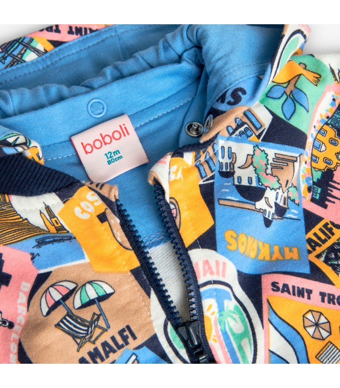 Chaqueta de punto con capucha para bebé y niño con estampado de animales