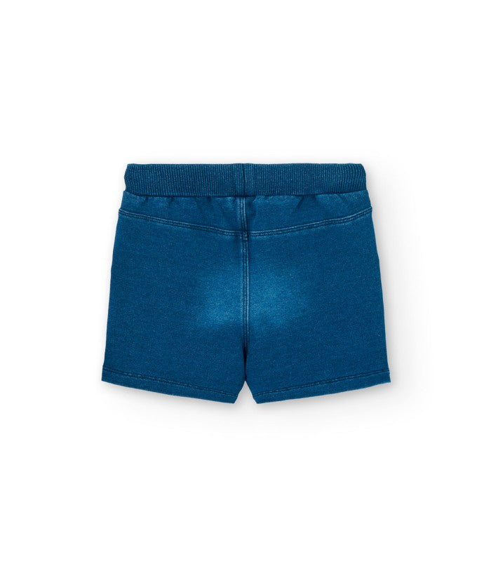 Bermuda felpa demin color azul para bebé y nió