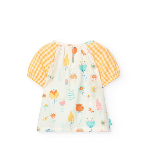 Blusa popelín cuadros para bebé y niña