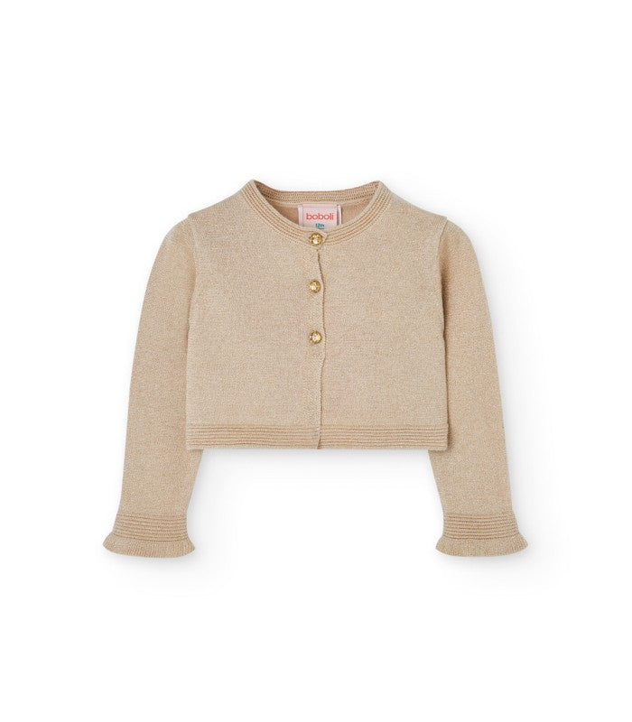 Chaqueta tricotosa para niña color beige