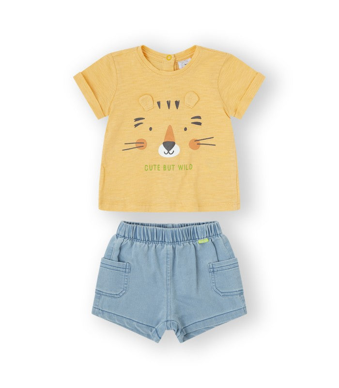 Conjunto bebé niño de camiseta y short. Modelo Tigre