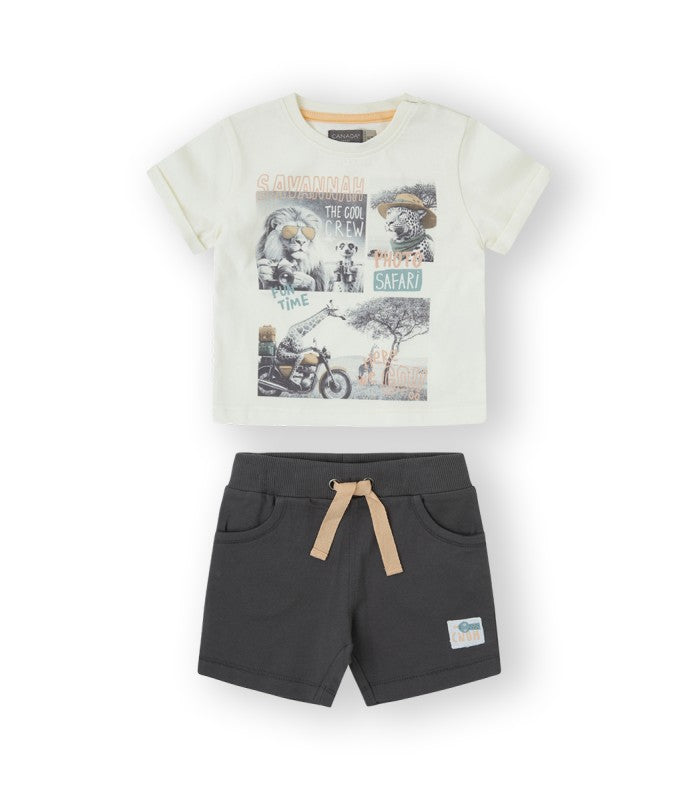 Conjunto bebé niño de camiseta y short. Modelo Safari