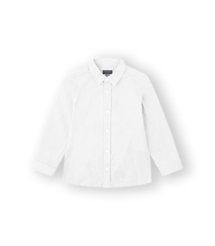 Camisa bebé niño color blanca con cuello camisero. Modelo Alan