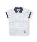 Polo bebé  blanco con rayas marino. Modelo Stephan