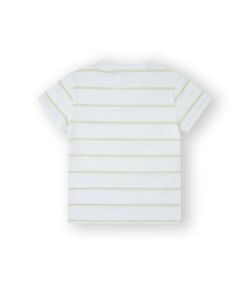 Camiseta niño blanca con franjas verdes. Modelo Surfer