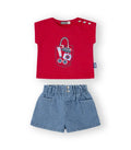 Conjunto para bebé niña de camiseta y short demin. Modelo Soleil