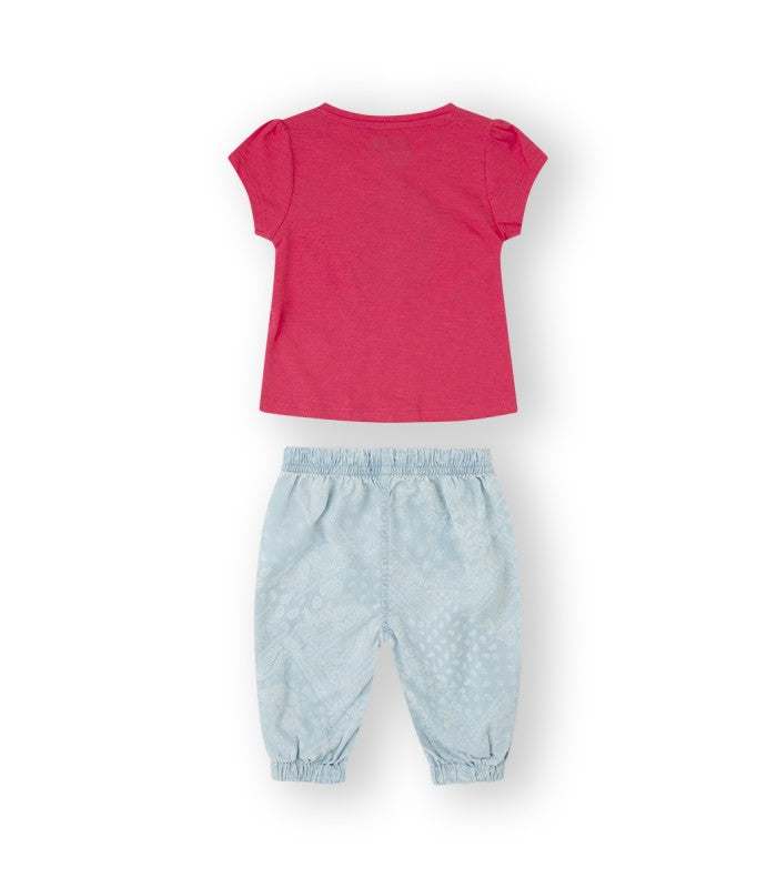 Conjunto bebé niña de camiseta y pantalón globo. Modelo Smile