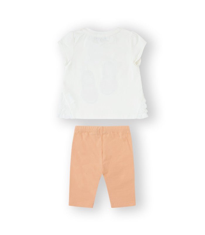 Conjunto para bebé niña de camiseta y leggin rosa. Modelo Sandals