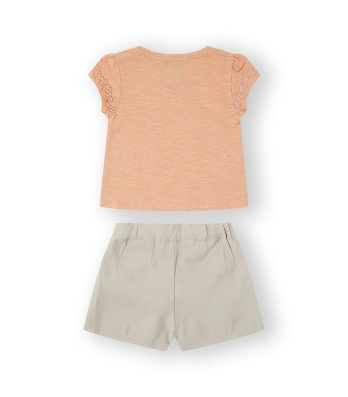 Conjunto de blusa y short para bebé niña. Modelo Mali