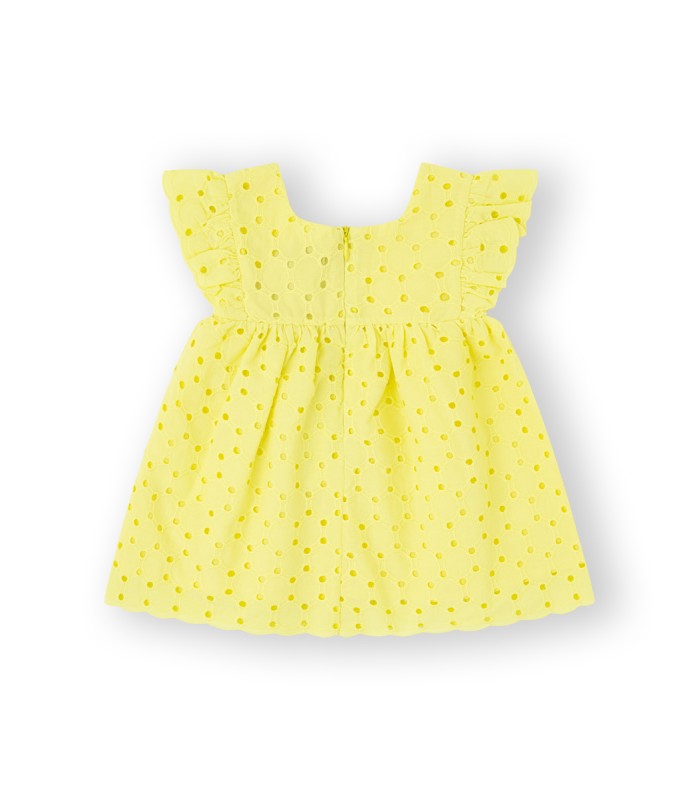 Vestido bebé niña  troquelado color amarillo. Modelo Giallo